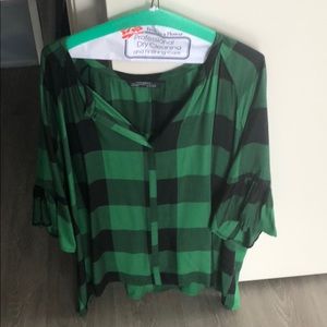 Oversized plaid green Zara blouse